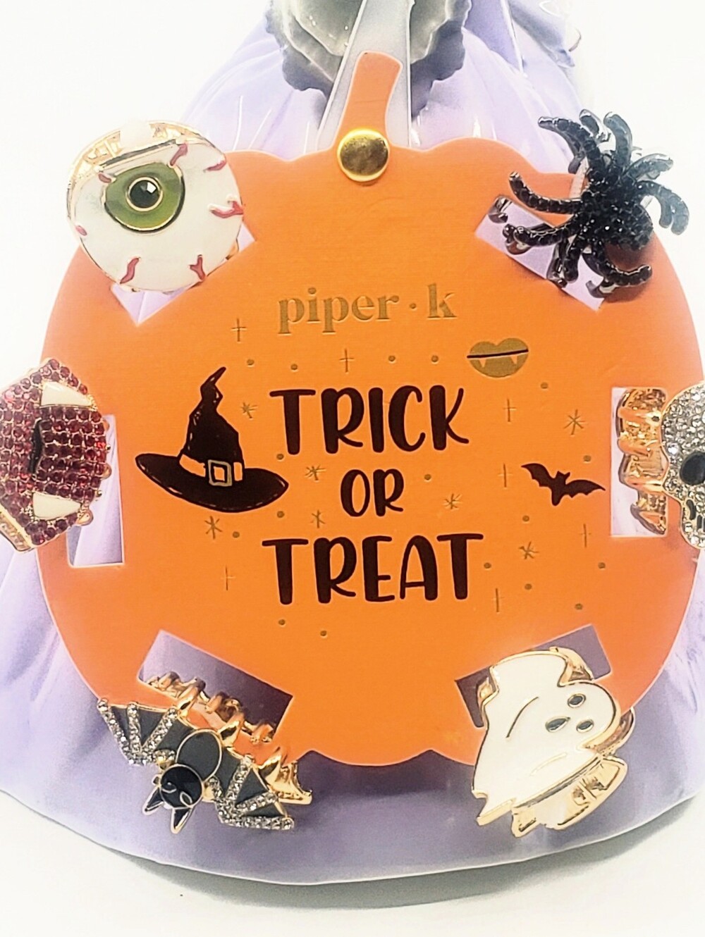 NWT Piper Trick or Treat Orange Halloween 6 Piece Hair Clip Set